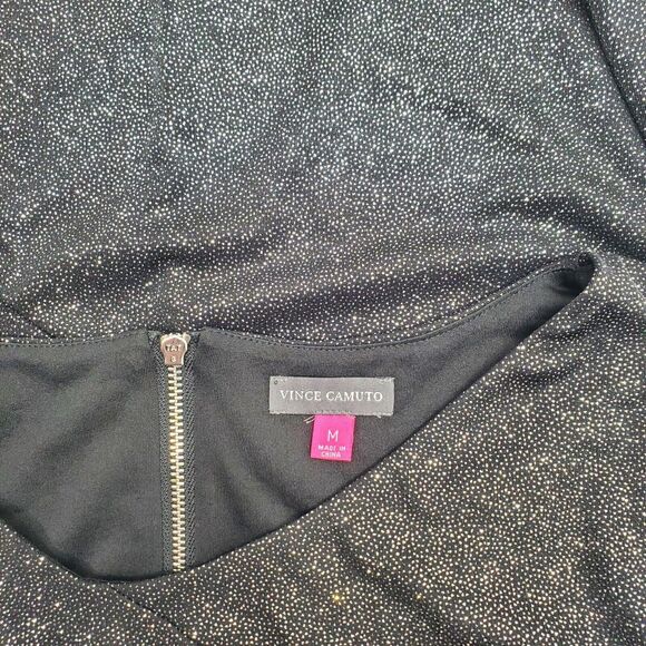 Vince Camuto Dress Women Medium Black Sequin Midi Sheath Lining with Sleeveless - Picture 9 of 13